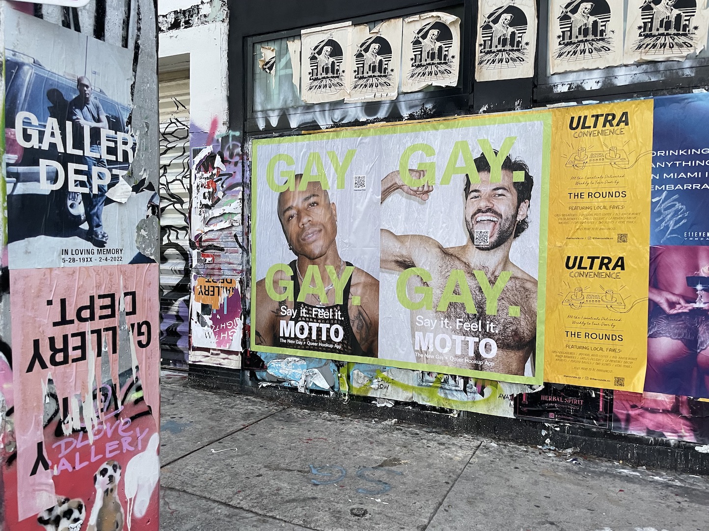 Wheatpasted posters for Motto's launch at Miami Beach Pride